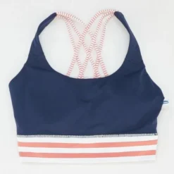 Navy Striped Sports Bra