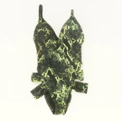 Black Animal Print Strappy-Leg Sweetheart One Piece Swimsuit - Size XS