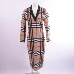 Brown Graphic Midi Dress