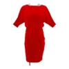 Red Solid Midi Dress