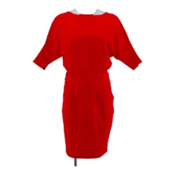 Red Solid Midi Dress