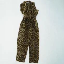 80's Leopard Print Sleeveless Jumpsuit