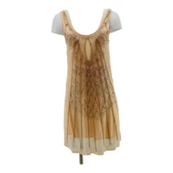 Nude Embroidered Detail Midi Dress