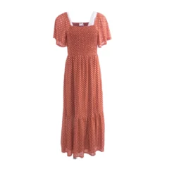 Orange Polka Dot Midi Dress