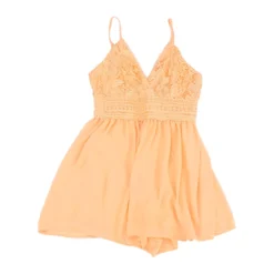 Orange Embroidered Detail Romper